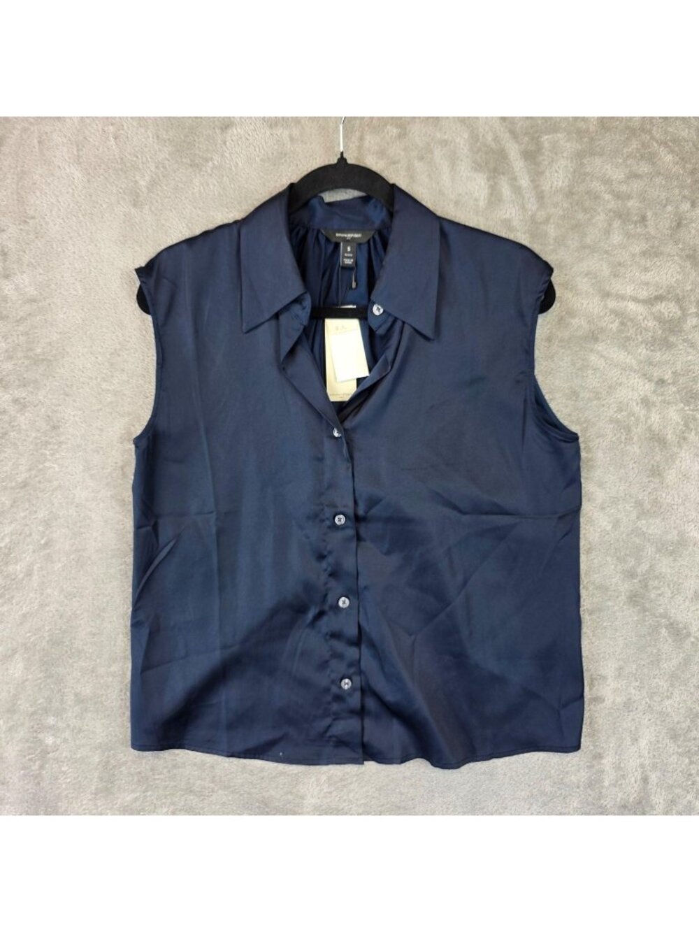 Banana Republic Blouse Womens PS Petite Blue Collared Sleeveless Button Front